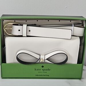 Kate Spade New York White Leather Adjustable Belt Bag/Fanny Pack (L/XL)